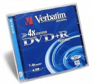 Verbatim DVD+R 4,7 GB Jewel 16x Speed, printable 43508