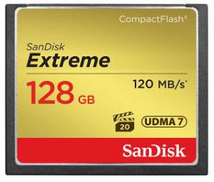 SanDisk Compact Flash Extreme 128GB 120/MB/s, Schreiben/Lesen bis zu 120MB/sec