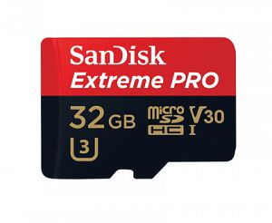 SanDisk Extrem  PRO micro SDHC 32GB V30 Schreiben bis zu 90MB/sec. Lesen bis zu 100MB/sec.