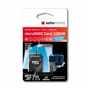 AgfaPhoto microSDHC 128GB Karte inkl. Adapter Schreiben 95 MB/s, Lesen 100 MB/s
