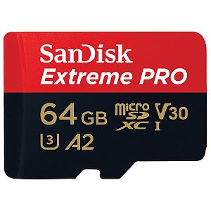SanDisk Extreme Pro micro SDXC 64 GB 200MB/s UHS-1, U3, V30, A2, C10, inkl. SD-Adapter