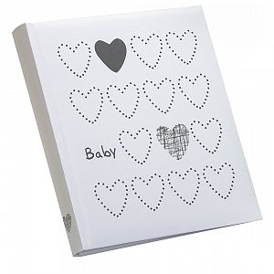 KPH Babyalbum "Light Hearts" weiß-grau 29x32cm 60 weiße Seiten, FA-983