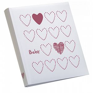 KPH Babyalbum "Light Hearts" weiß-rosa 29x32cm 60 weiße Seiten, FA-983