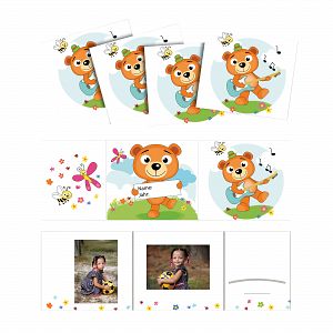 Mappen für Kinderfotografie "Bär" 25 Stück 2x 13x18 Bilder und Einsteckfach für Sticker etc.
