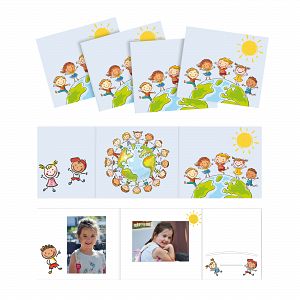 Mappen für Kinderfotografie "Weltkugel" 25 Stück 2x 13x18 Bilder und Einsteckfach für Sticker etc.