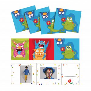 Mappen für Kinderfotografie "Monster" 25 Stück 2x13x18 Bilder und Einsteckfach für Sticker etc