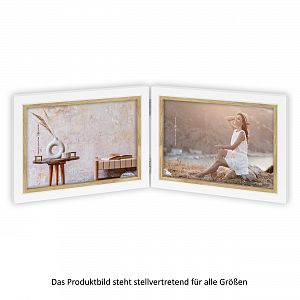 Zep Holzahmen "Ayas" für 2x 10x15cm, quer, weiß-natur Doppelrahmen, Querformat, zum Aufstellen, CV964