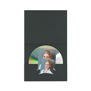 CD - Mappen "Kombi" schwarz Leinen 100 Stück 