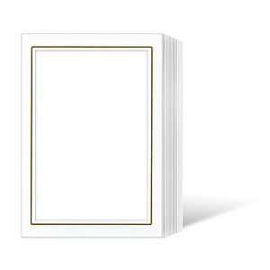Leporellos 15x21cm innen 13x18cm/100 Blatt Chromolux weiß, goldene Umrandung, nur rechteckig