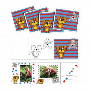 Mappen für Kinderfotografie "Katze/Fledermaus" 25 Stück 2x 13x18 Bilder und Einsteckfach für Sticker etc.