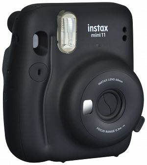 Fujifilm Instax Mini 11, Charcoal-Gray inkl. Batterien + Trageschlaufe + 2 Shutter Button