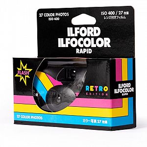 Ilford Ilfocolor Rapid Retro 400 27 Einwegkamera mit Blitz, schwarz, 2005154